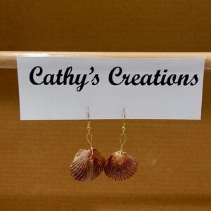 Beautiful Handmade And Handpainted Seashell Earrings.